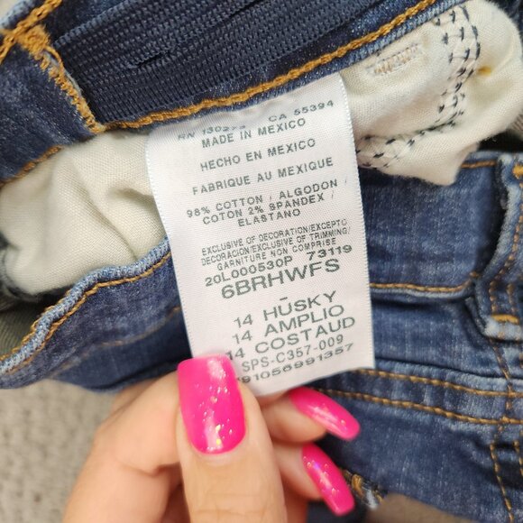 Levis Jeans Boys 14H Blue Relaxed Boot Cut Husky Fit Dark Wash Cotton Denim Pant - Picture 8 of 9